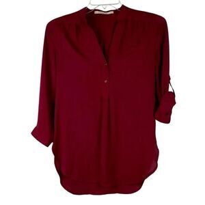 41 Hawthorn Maroon Burgundy V-neck Blouse